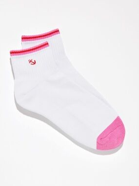 Talbots women’s  White & Pink Crew Socks NEW